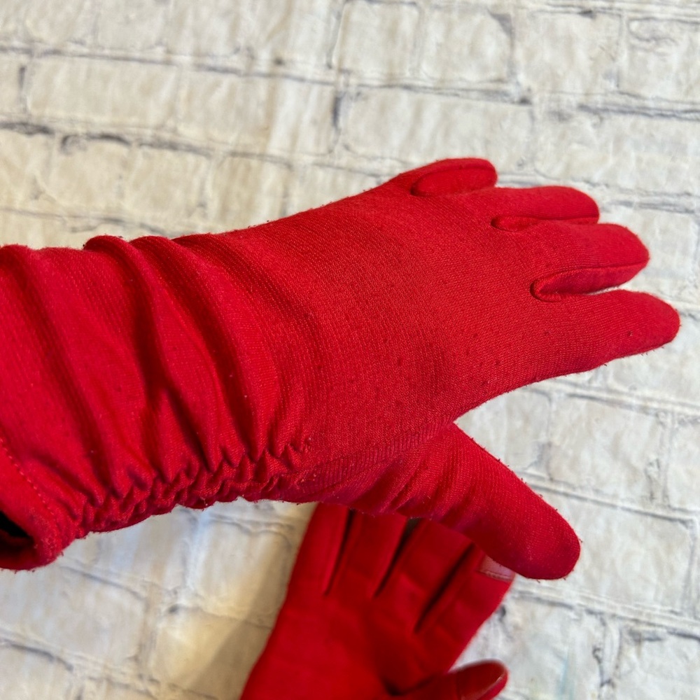 LANDS’END US S(6.5) RED YKK STYLE WOMEN’S GLOVES LEATHER TIP THUMB & ONE FINGER